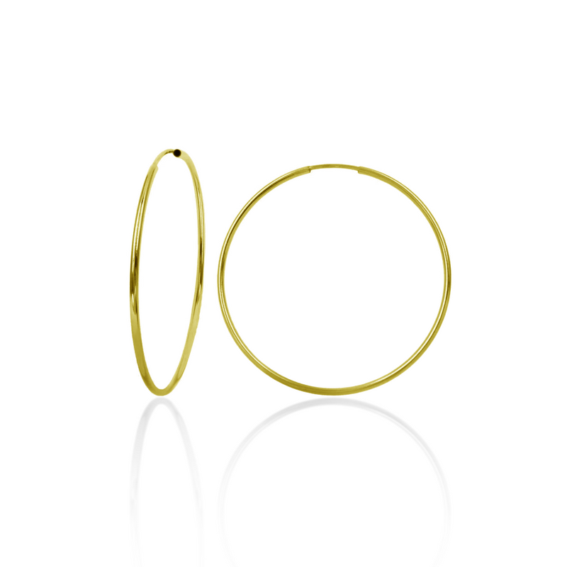 14E00361 - 14 Karat Yellow Gold 1mm Wire Hoop Earrings