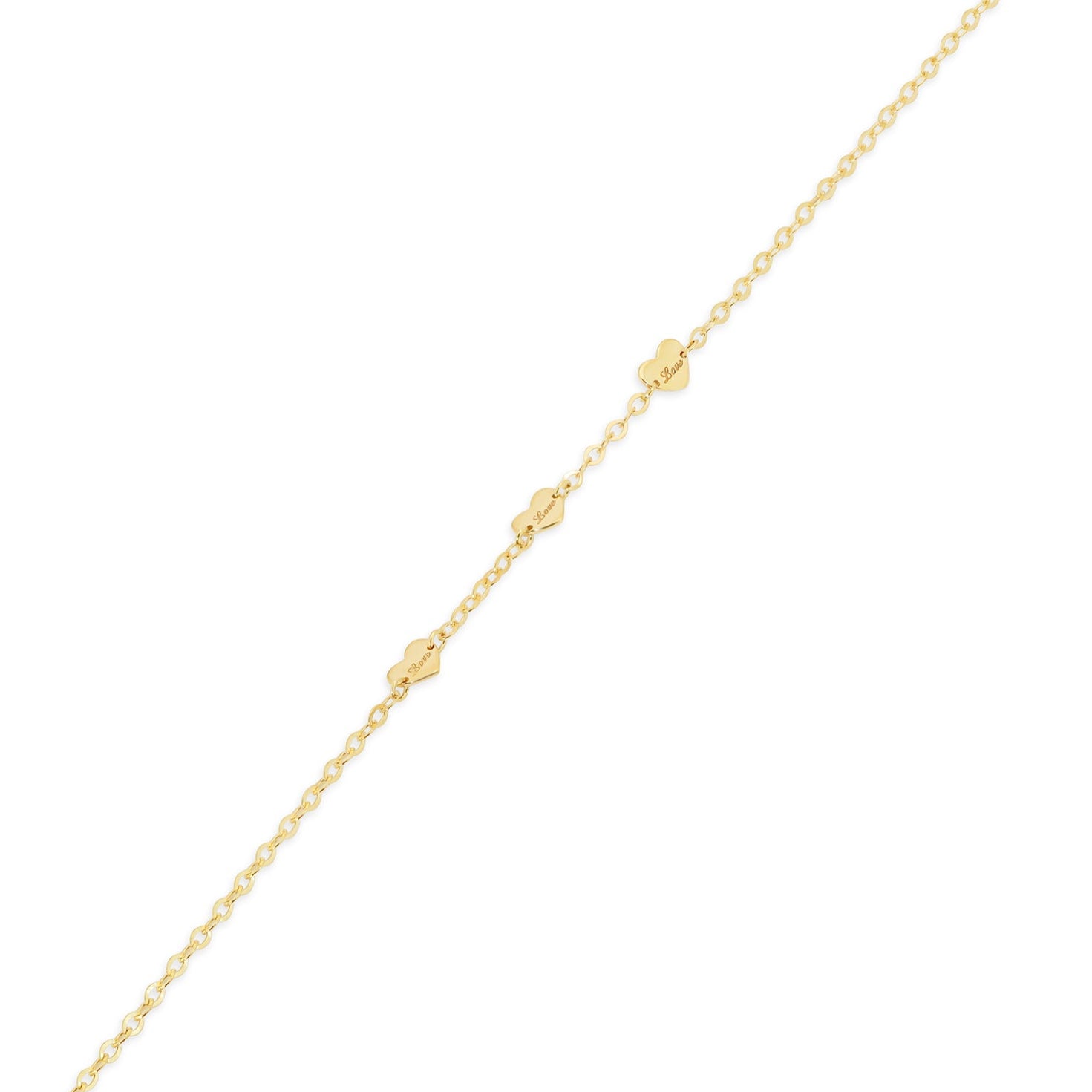 14KB0006. - 14 Karat Yellow Gold Heart Engraved Love Charm Adjustable Bracelet