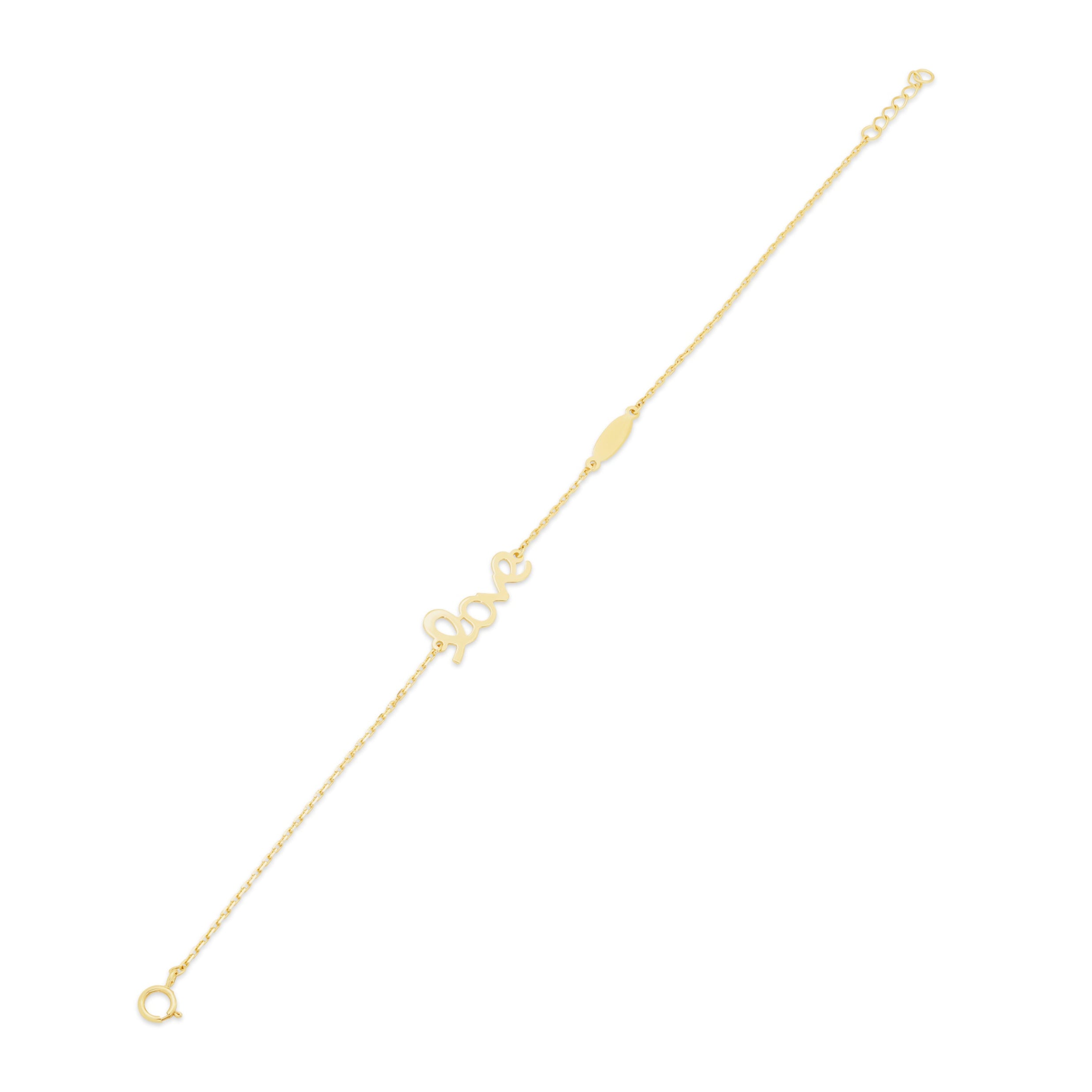 14KB0009. - 14 Karat Yellow Gold Love Engravable Bar Adjustable Bracelet