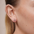 14KE0013. - 14 Karat Yellow Gold Diamond Cut Star Flower Earrings