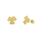 14KE0016. - 14 Karat Yellow Gold Beaded & Confetti Diamond Cut Clover Earrings