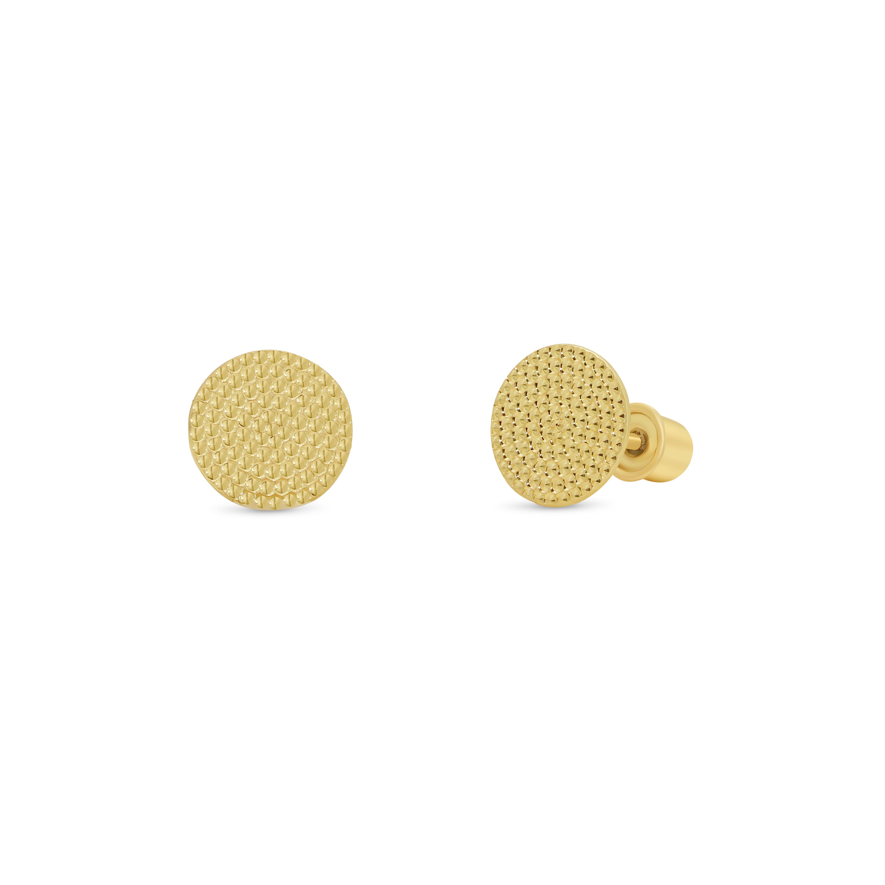 14KE0019. - 14 Karat Yellow Gold Beaded Disc Earrings