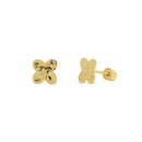 14KE0021. - 14 Karat Yellow Gold Beaded &  Diamond Cut Confetti Clover Earrings