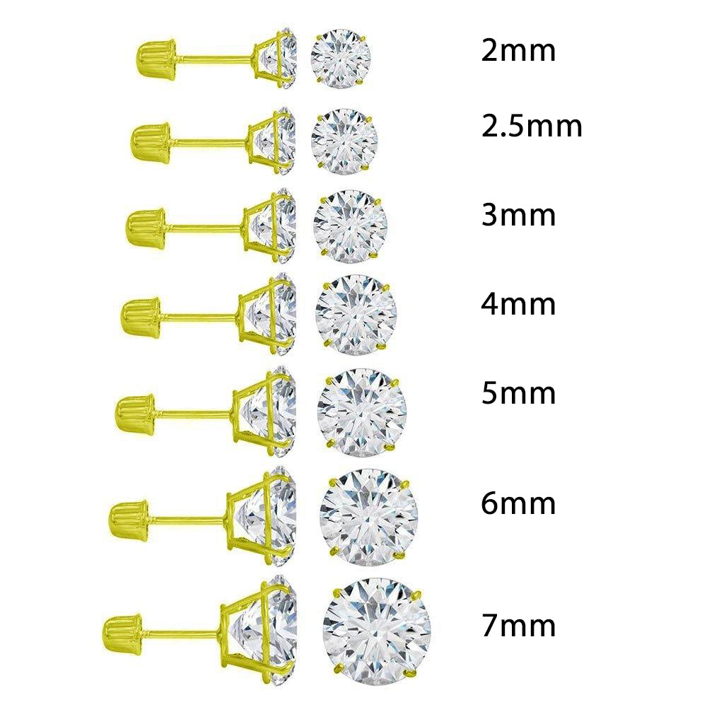 14 Karat Yellow Gold Round Lab Grown Diamonds Screw Back Earring - 14LGME
