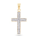 14P00076. - Colgante de circonita transparente con forma de cruz de 2 caras de oro amarillo de 14 quilates