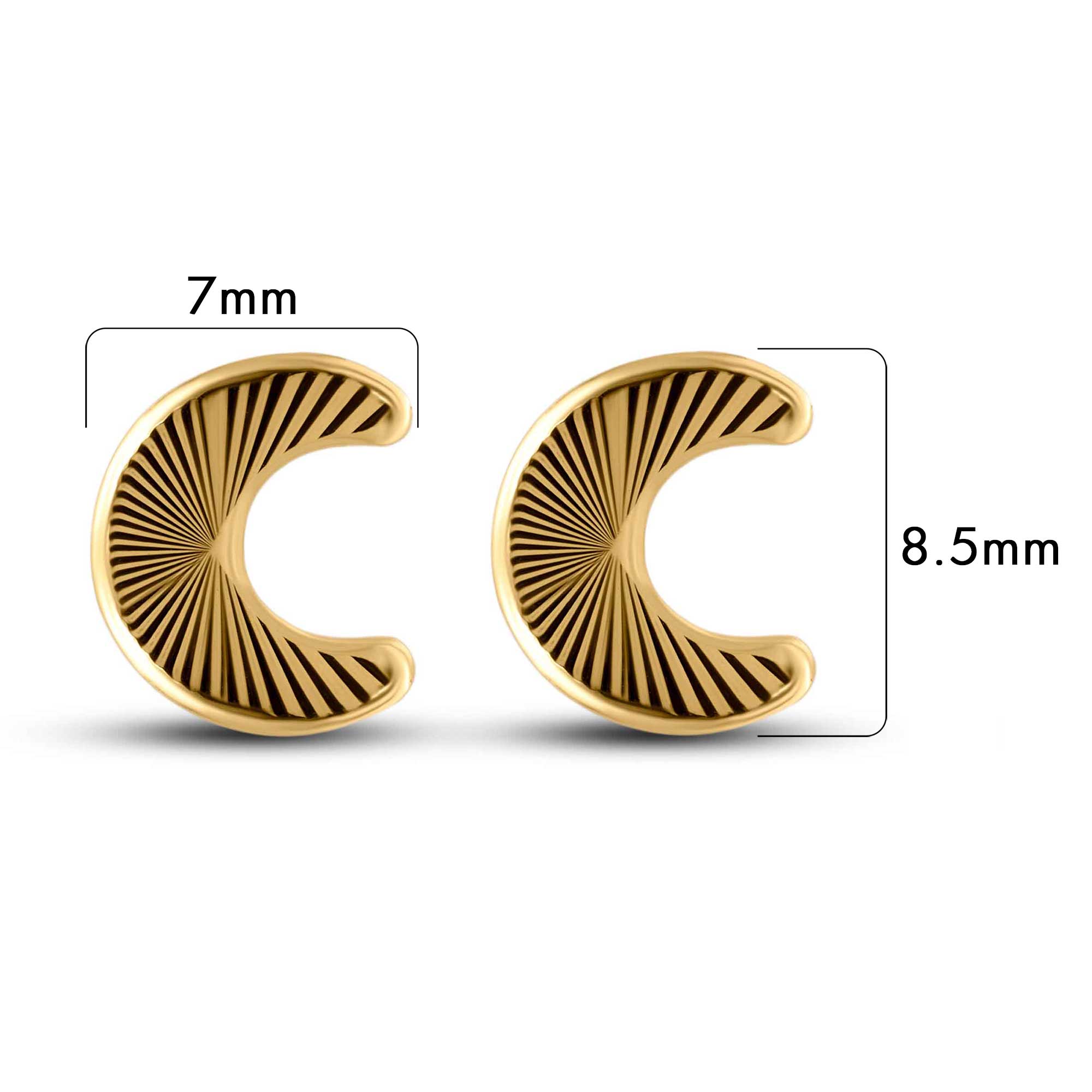 14E00414. - Aretes con cierre de tuerca en oro amarillo de 14 quilates con talla de diamante y forma de luna