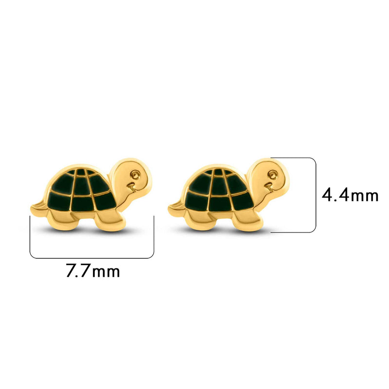 14E00421. - 14 Karat Yellow Turtle Screw Back Earrings