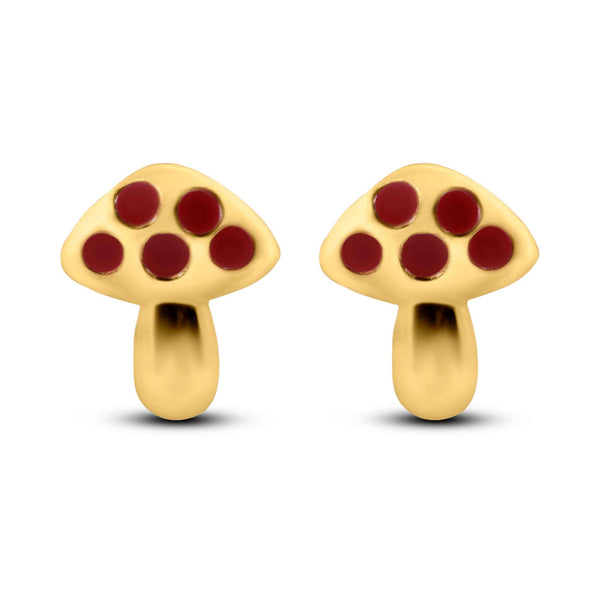 14E00422. - 14 Karat Yellow Gold Mushroom Screw Back Earrings