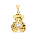 14P00139. - 14 Karat Yellow Gold Multi Faceted Teddy Bear Diamond Cut Round Cut Clear CZ Pendant