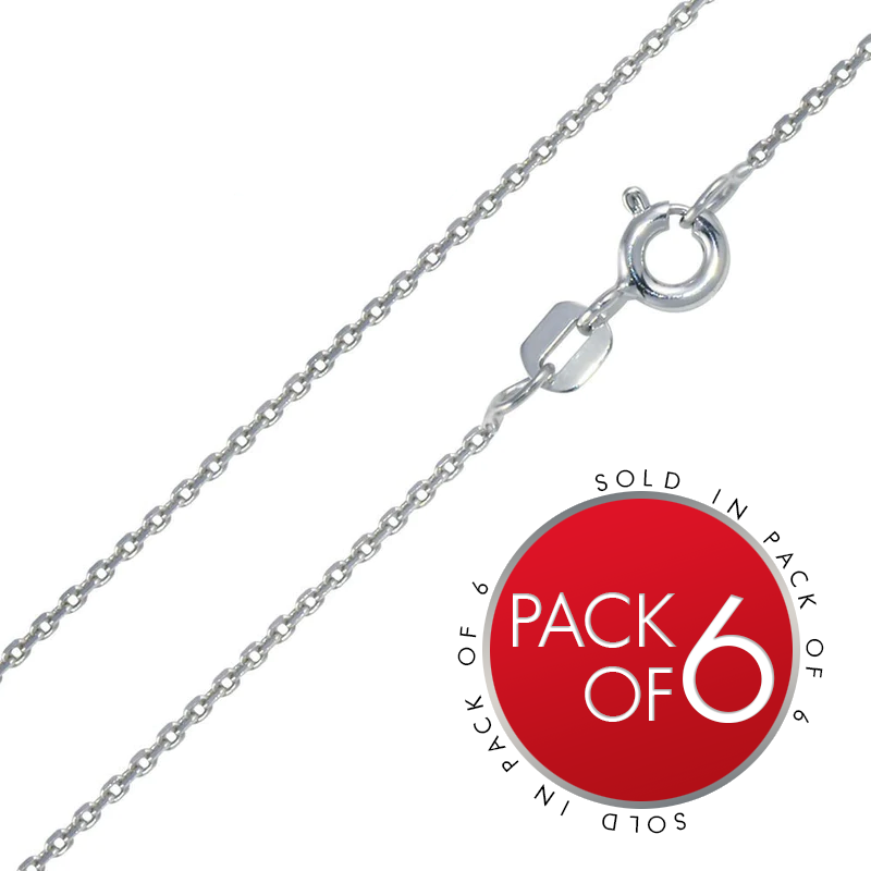 Rhodium Plated 925 Sterling Silver Diamond Cut Cable Rolo 020 Chains 0.9mm - CH220 RH