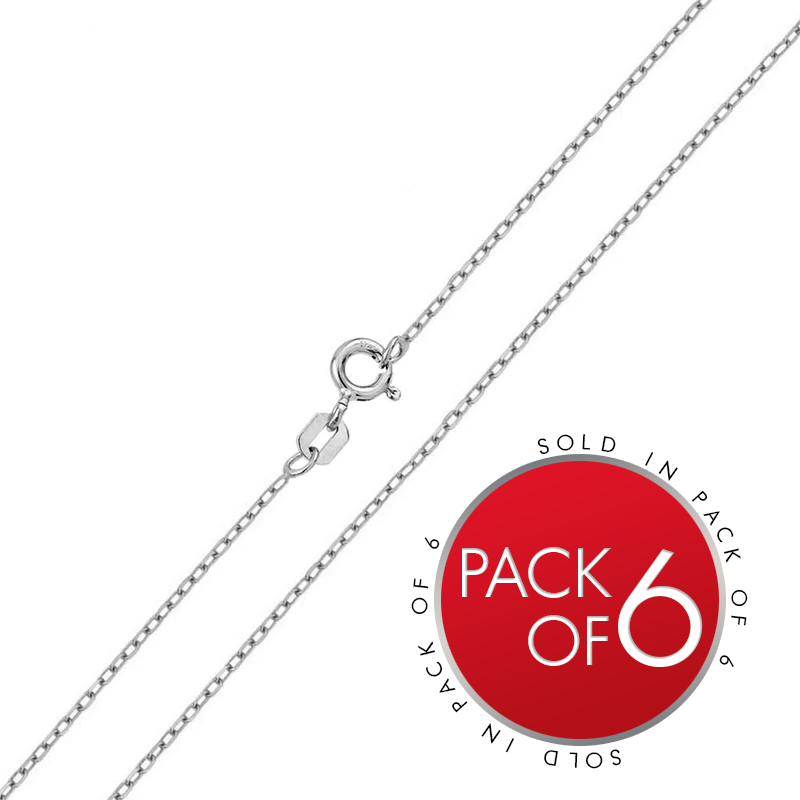 Rhodium Plated Cable 020 Chain 1mm (6-Pack) - CH239 RH