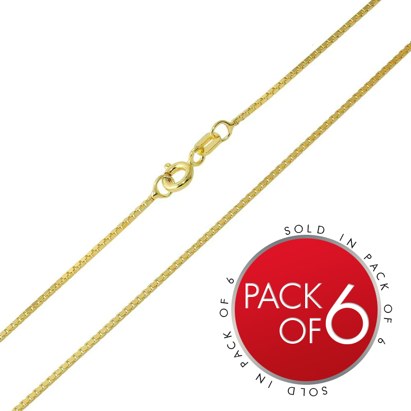 Gold Plated 925 Sterling Silver Box DC Chain 1.0mm (Pk of 6) - CH344 GP