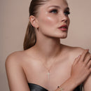 Silver 925 Rose Plated Thin Checkered CZ Semi-huggie hoop Earrings - ACE00081GP