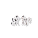 Rhodium Plated 925 Sterling Deer 8mm x 10.5mm Stud Earring - APE00002