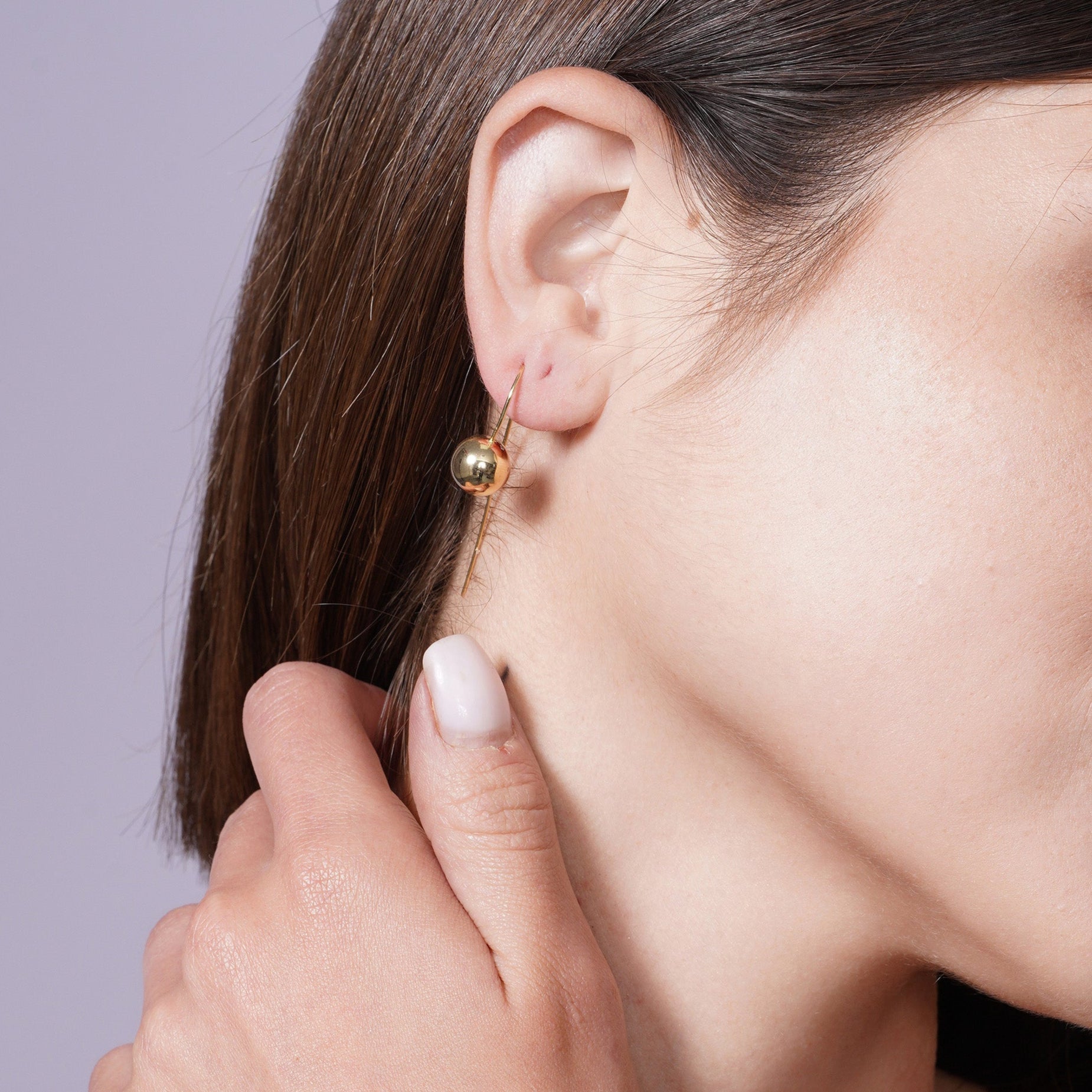 Pendientes de cuentas de plata de ley 925 bañados en oro con cierre de presión - STE01079GLD