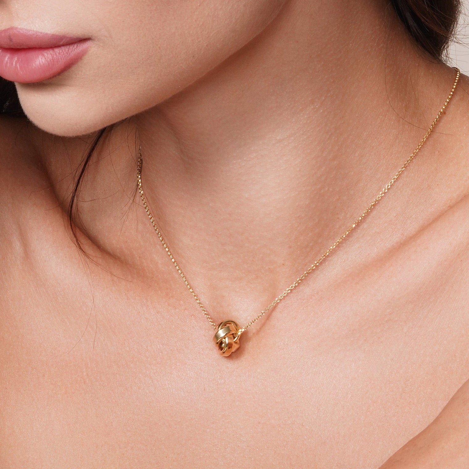 Gold Plated 925 Sterling Silver Love Knot Pendant Necklace - ARN00043