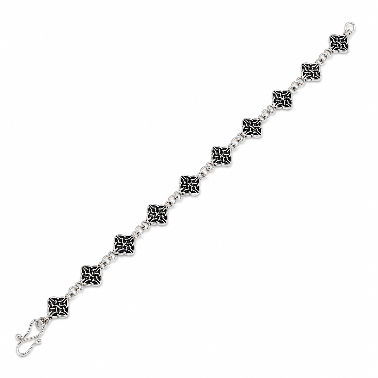 Oxidized 925 Sterling Silver Celtic Flower Bracelet - B00003