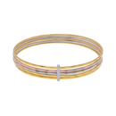 Three-Tone Sterling Silver 925 Diamond Cut Stackable Seminario Bangle Bracelet - BG141