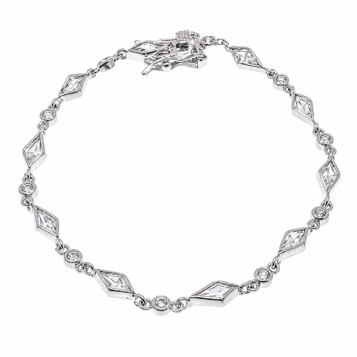 Pulsera Sharp Marquis Tennis CZ chapada en rodio de plata 925 - BGB00071