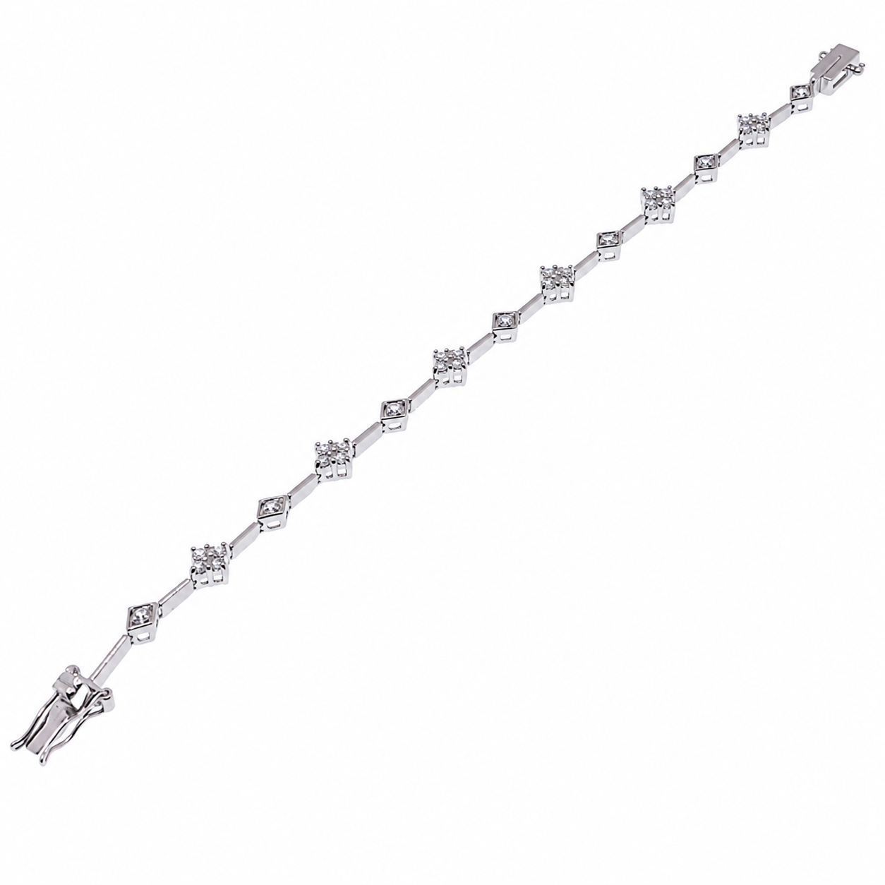 Pulsera de tenis transparente con circonita cúbica chapada en rodio de plata 925 - BGB00102