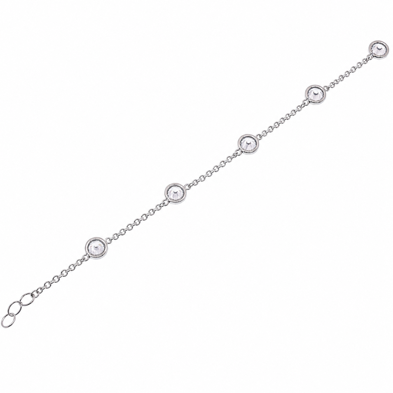 Pulsera de círculos de circonitas cúbicas chapadas en rodio de plata 925 - BGB00214