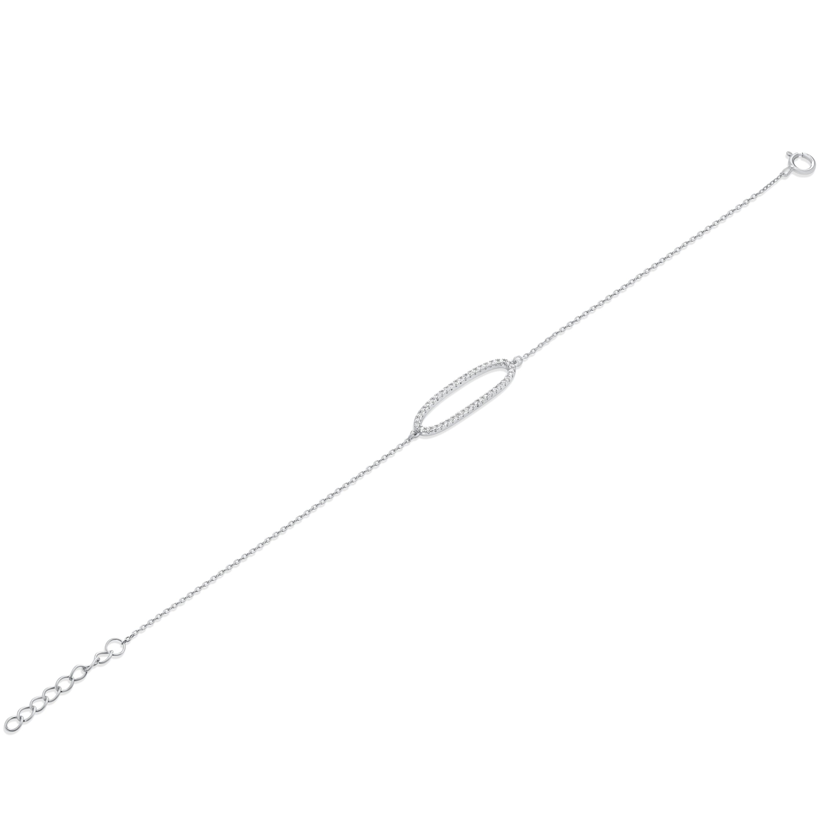 Pulsera de cadena ovalada abierta de plata de ley 925 rodiada - BGB00339