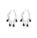 Clearance-Silver 925 Rhodium Plated Clear Black Teardrop Chandelier Dangling Earrings - BGE00020