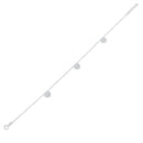 Rhodium Plated 925 Sterling Silver Dangling Triple Heart CZ Anklet- BGF00030