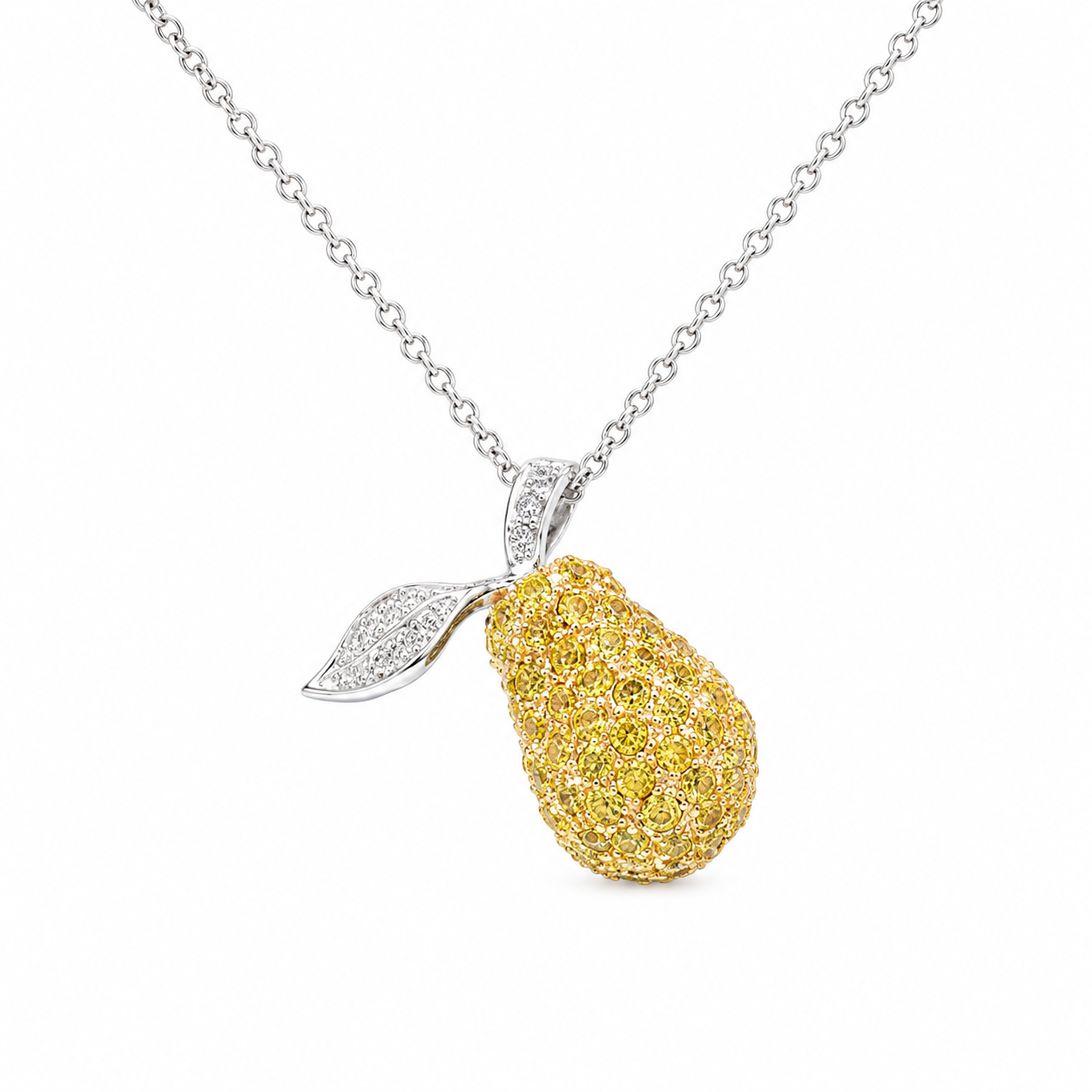 Collar con colgante de pera en plata 925 bañado en oro amarillo con circonitas - BGP00040