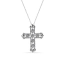 Silver 925 Clear CZ Rhodium Plated Cross Pendant Necklace - BGP00106