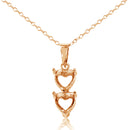 Rose Gold Plated 925 Sterling Silver Personalized 2 Heart Drop Mounting Necklace - BGP00781RGP