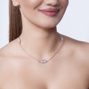 Collar con colgante en forma de marquesa con circonita transparente chapada en rodio de plata 925 - BGP00978