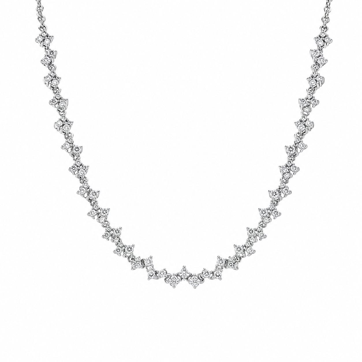 Collar de tenis Zig Zag con circonitas cúbicas en plata de ley 925 rodiada - BGP01301
