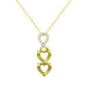 Collar de plata de ley 925 bañado en oro con lazo personalizado y dos corazones - BGP01383GP
