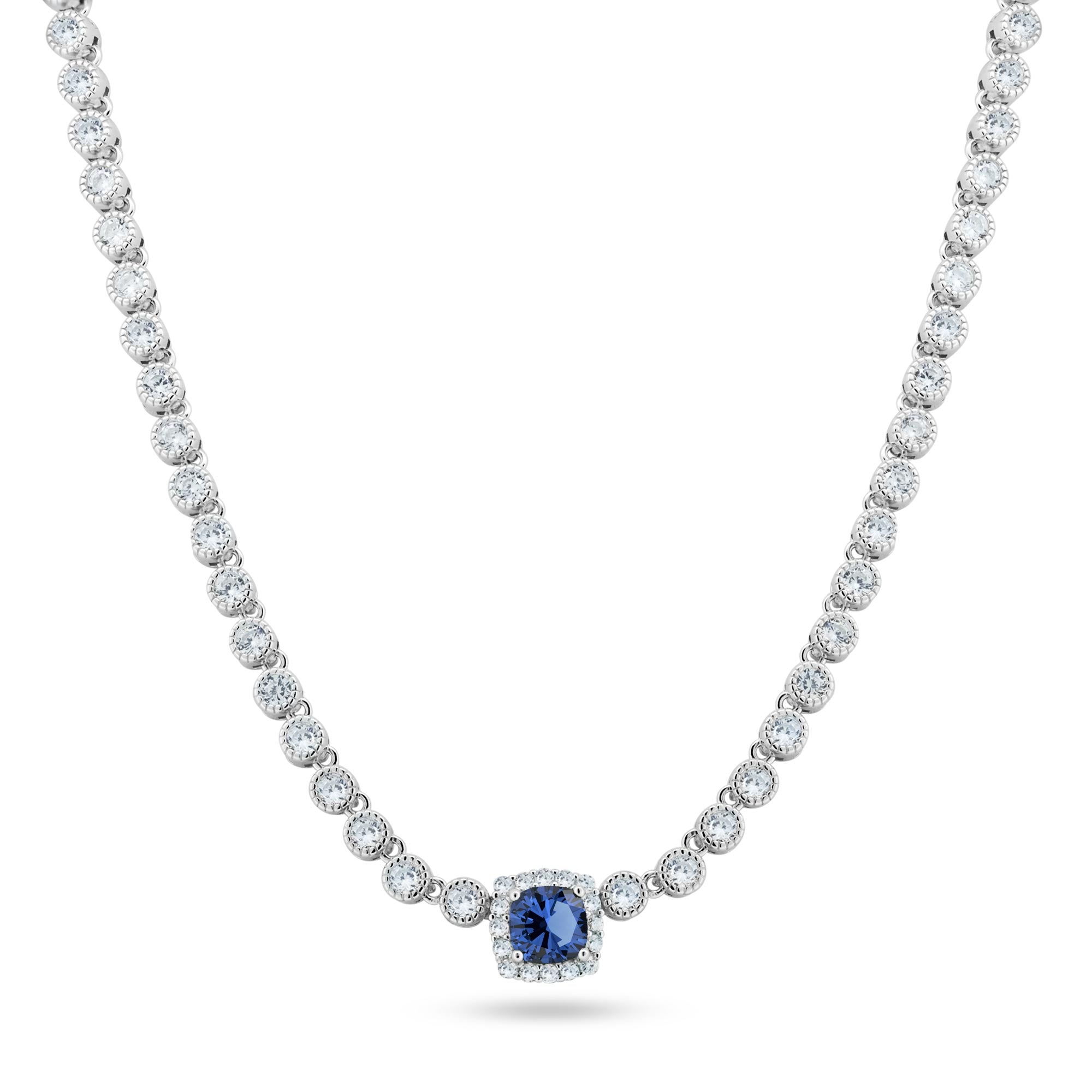 Collar de tenis Bubble Tennis de plata de ley 925 rodiada con circonita roja en el centro - BGP01469JAN