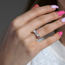 Clearance-Silver 925 Rhodium Plated Long Clear CZ Bar Ring - BGR00003CLR