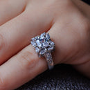 Rhodium Plated 925 Sterling Silver Clear Center CZ Square Bridal Ring - BGR00559