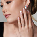 Anillo de plata de ley 925 rodiada con 5 turquesas - BGR01179