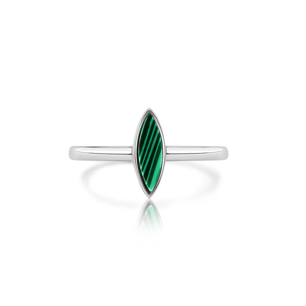 Rhodium Plated 925 Sterling Silver Green Accent Stone Cat's Eye Ring - BGR01369