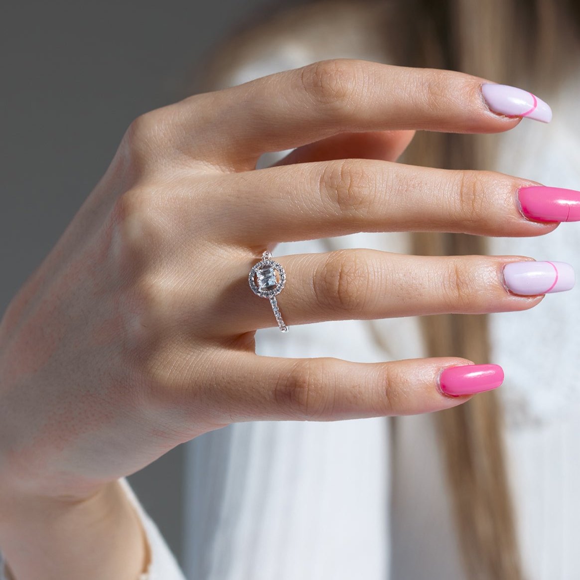 Anillo de plata de ley 925 rodiada con circonita cúbica (solo montura) - BGR01140