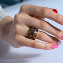 Clearance-Silver 925 Rhodium Plated Leopard Print Spot Flower Ring - BGR00155