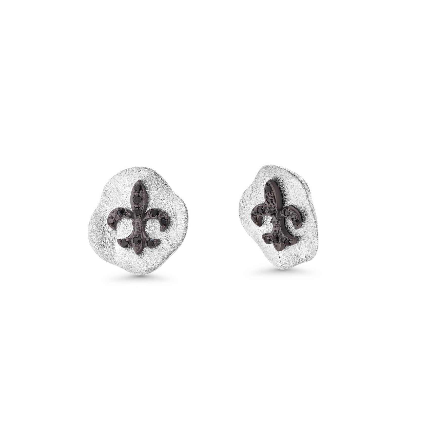 Clearance- Silver 925 Rhodium Plated Black and Clear Open Heart CZ Stud Earring and Dangling Necklace Set - BGS00094