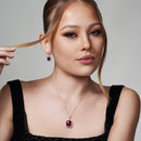 Silver 925 Rhodium Plated Birthstone and Clear Rectangular CZ Dangling Stud Earring and Dangling Necklace Set - BGS00163