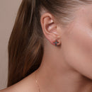 Silver 925 Black Rhodium and Gold Plated Cross Clear CZ Stud Earring and Necklace Set - BGS00277