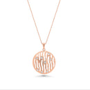 Rose Gold Plated Sterling Silver Abstract CZ Disk Pendant & Earring Set-BGS00286