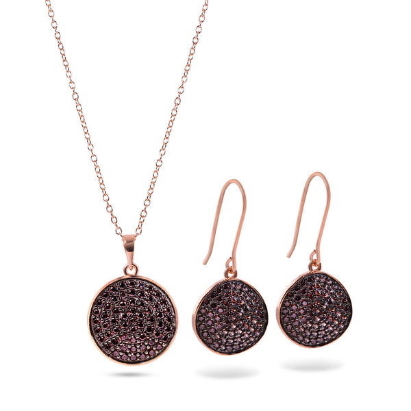 Rose Gold Plated 925 Sterling Silver Disc CZ Set - BGS00405