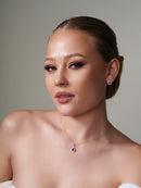 Rhodium Plated 925 Sterling Silver Pear Birthstone Set - BGS00441