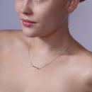 Rhodium Plated 925 Sterling Silver Green Arrow Necklace and Dangling Earrings CZ Set - BGS00558GRN