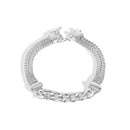 Pulsera de plata de ley 925 de dos hilos con centro de bordillo hueco de 7 mm - CDIB00001