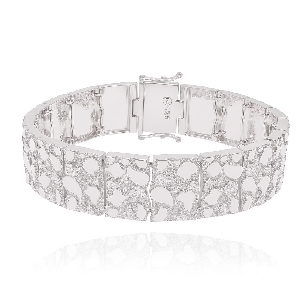 925 Sterling Silver Clustered Nugget 15.9mm Bracelet - CDIB00031